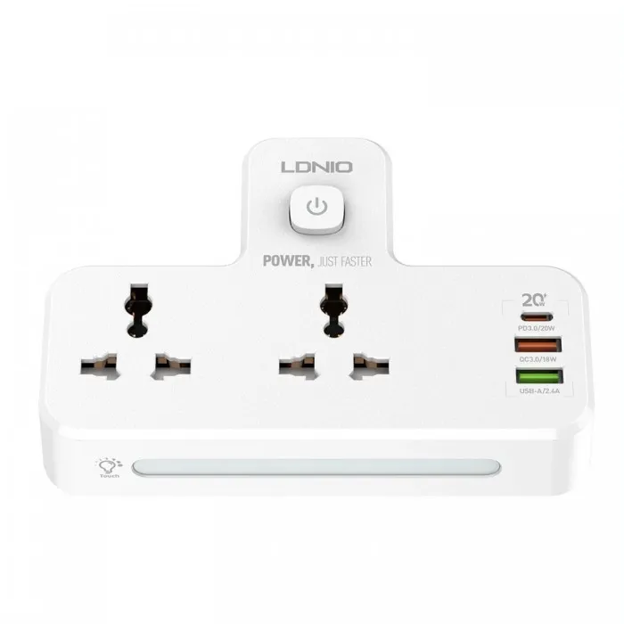LDNIO SC2311 20W 3-Port USB Charger Extension Power Strip (UK PIN Plug)